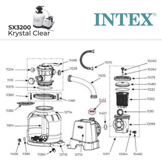 Пісочний фільтрувальний насос INTEX Krystal Clear SX3200 | 12000 л/год