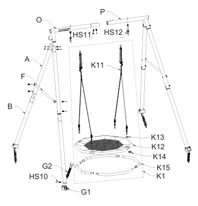 Качели с восьмиугольным гнездом-качалкой