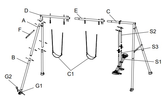 Качели с 3-функциональным набором