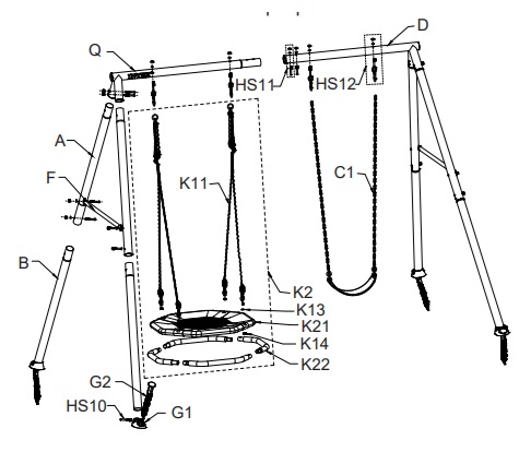 Гойдалка з 2-компонентним ігровим набором