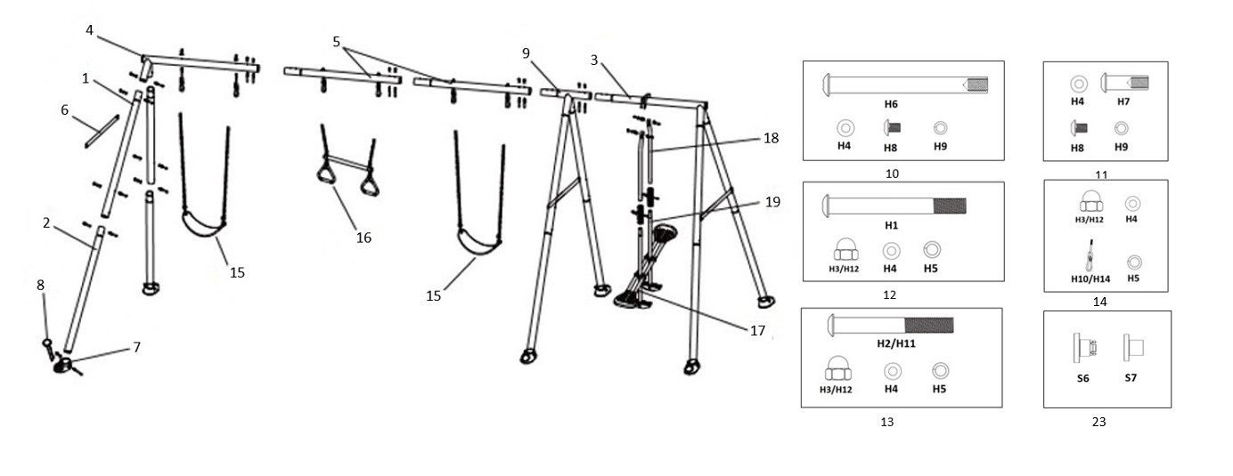 Качели с 4-функциональным
набором