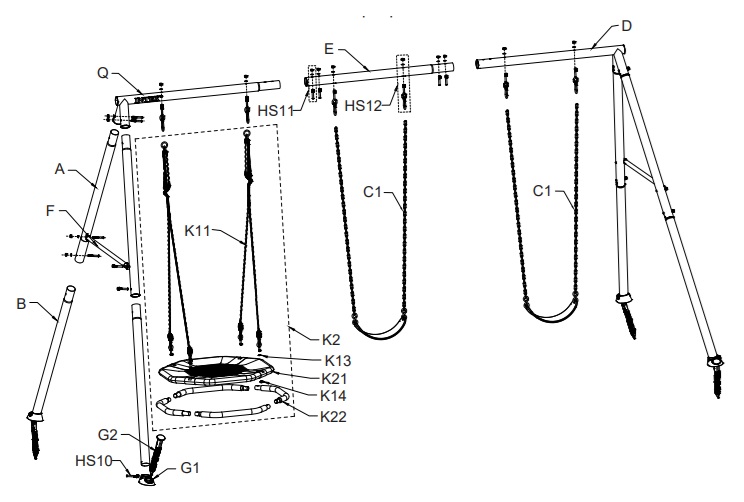 Гойдалка з 3-функціональним набором