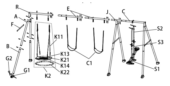 Качели с 5-функциональным набором