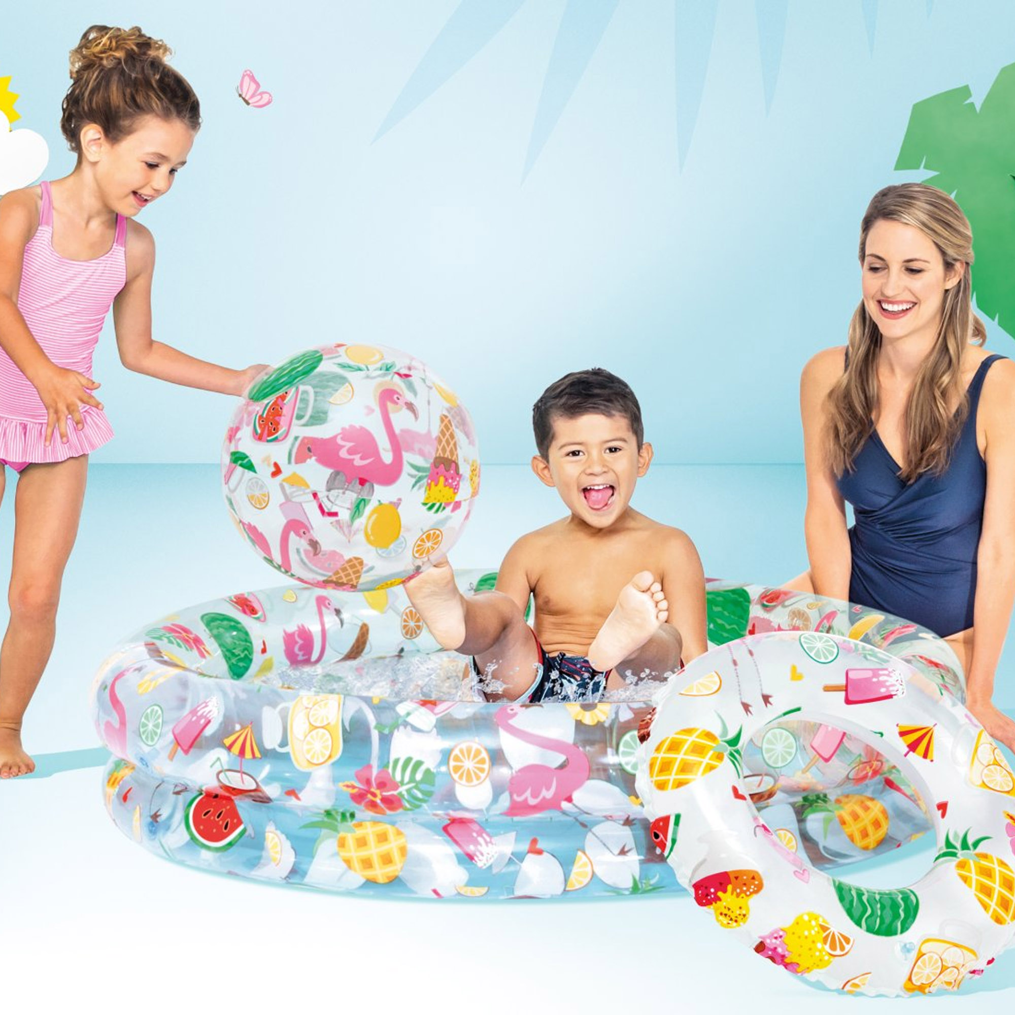Набір надувний басейн, круг, м'яч Ice Pop