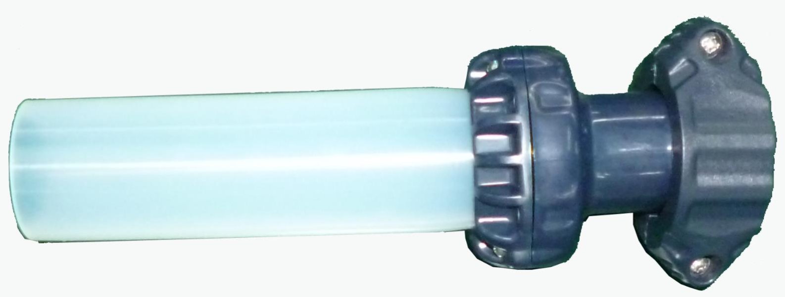 Вхідний/вихідний патрубок (діаметром 37,4 х 115 мм) бази керування СПА з гайкою, синій